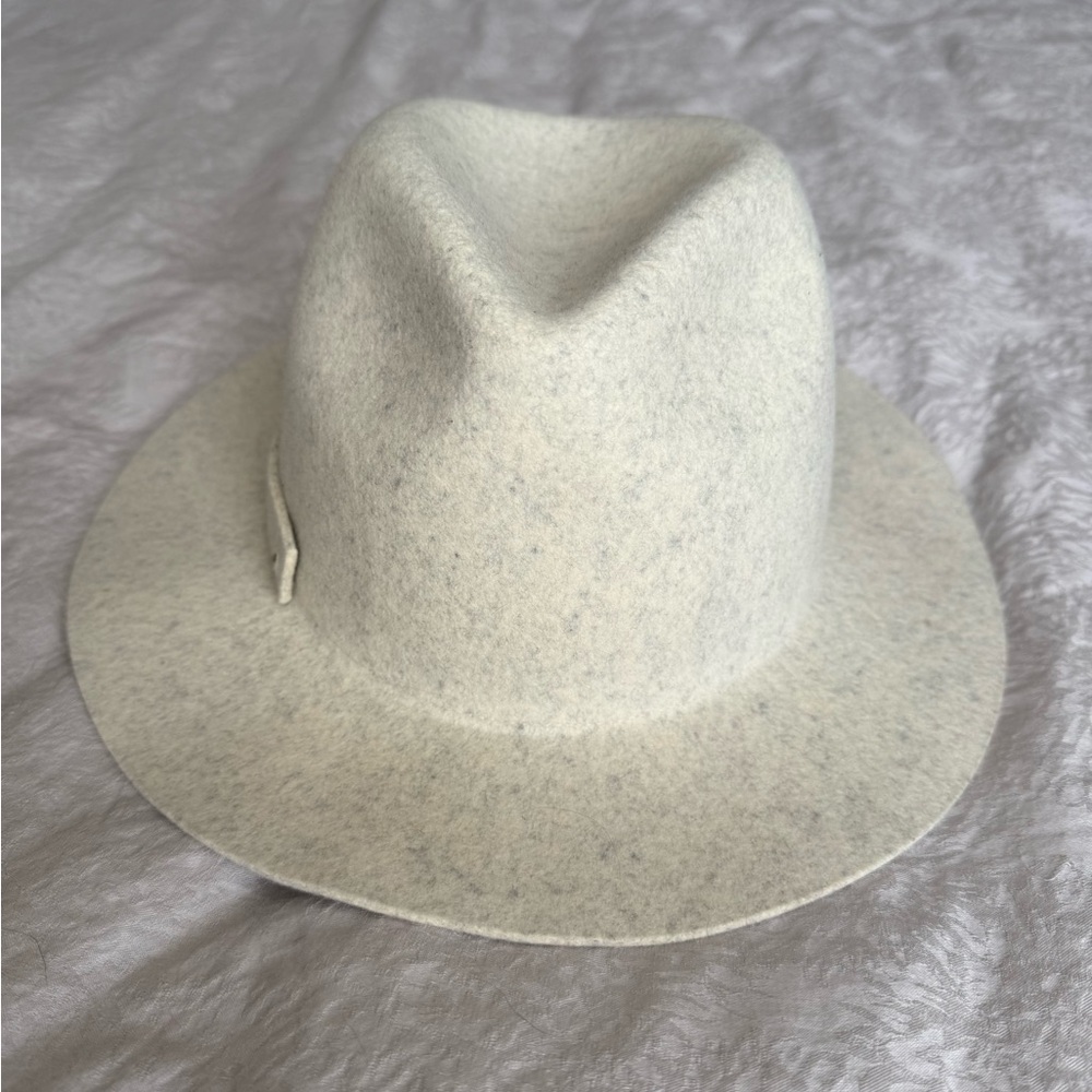 Anthropologie Stylish 100% Wool Cream Fedora Hat